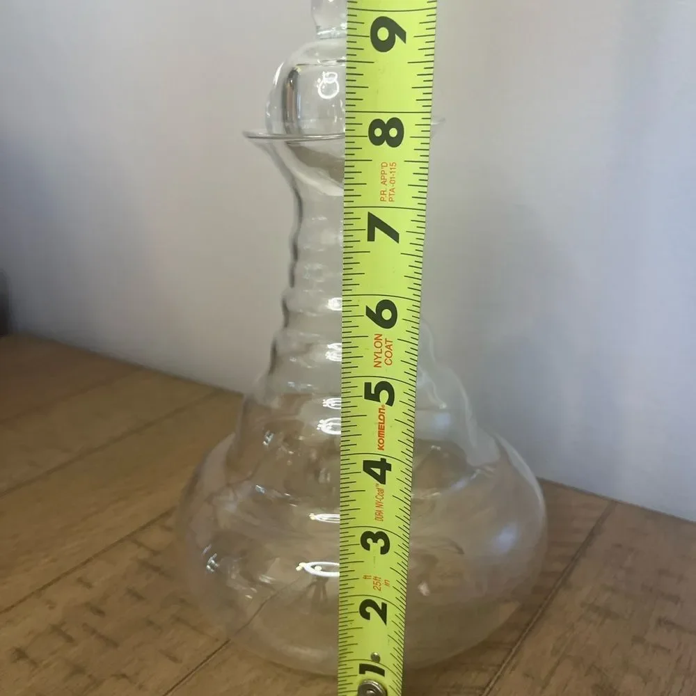 Clear Ribbed Glass Carafe Decanter With Solid Glass Stopper